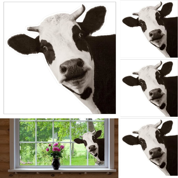 4 stk Funny Cow Wall Sticker Giraffe Window Stickers Søt dyr