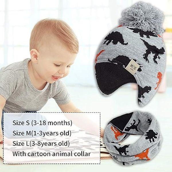 Baby Barn Vintermössa Pojkar Flickor Varm Stickad Mössa Med Huva H