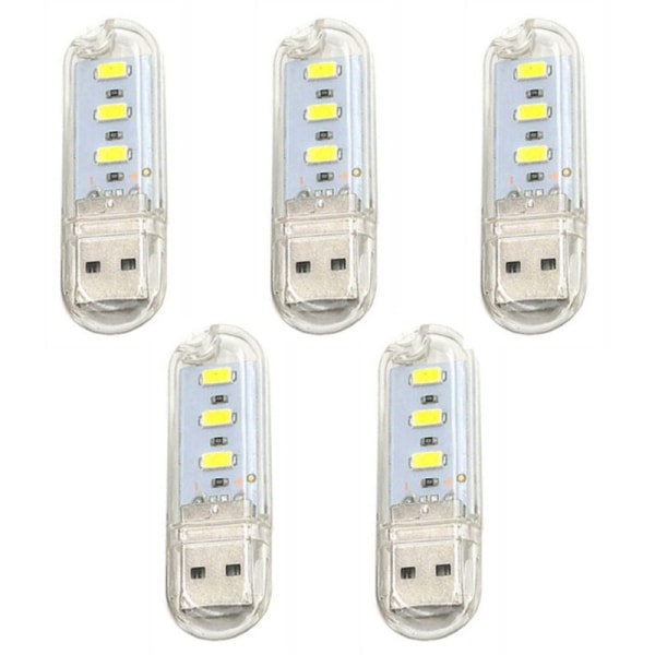 5PCS Mini bærbar USB nattlys DC 5V 5730 SMD 3leds skrivebordsbok