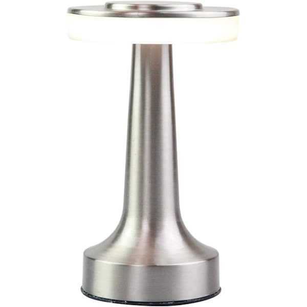 Bärbar LED-bordslampa med touchsensor, uppladdningsbart batteri upp till 20 timmars användning, nattlampa för barnrum, sänglampa, sänglampa (Silver)