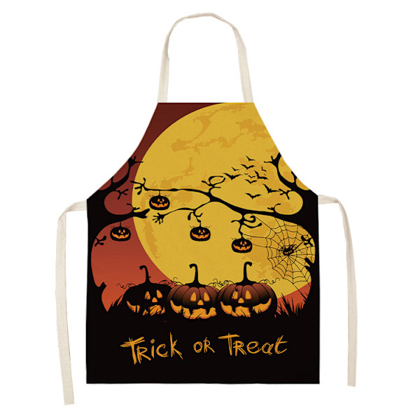 Halloween-förkläde Pumpa Kockförkläden Häxhatt Kors Baka A