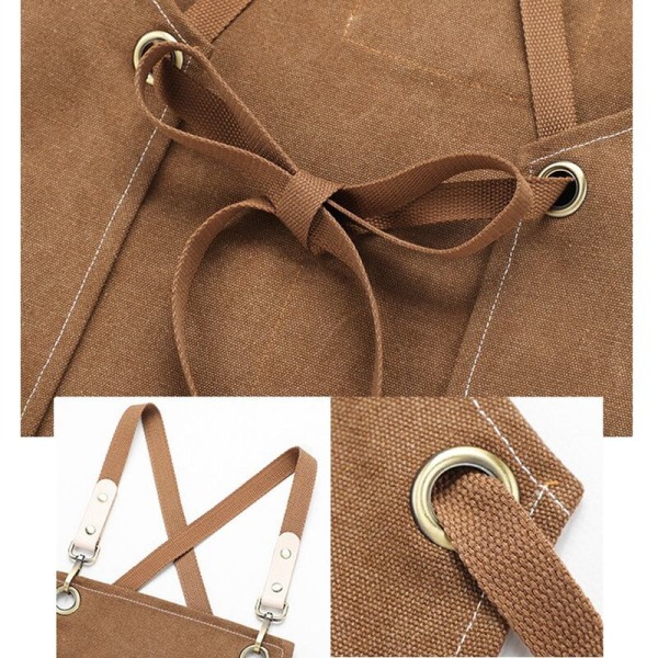 Canvas Utility Work Apron med justerbara remmar för frisör, kök