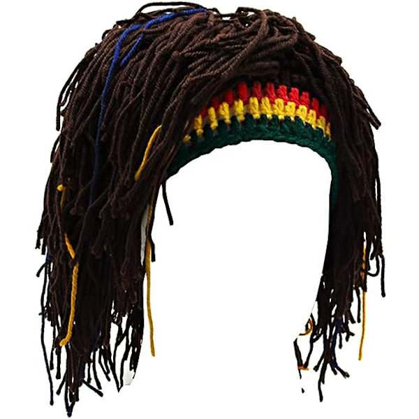 Rolig peruk skägg hatt handgjord mössa Rasta hatt med dreadlocks
