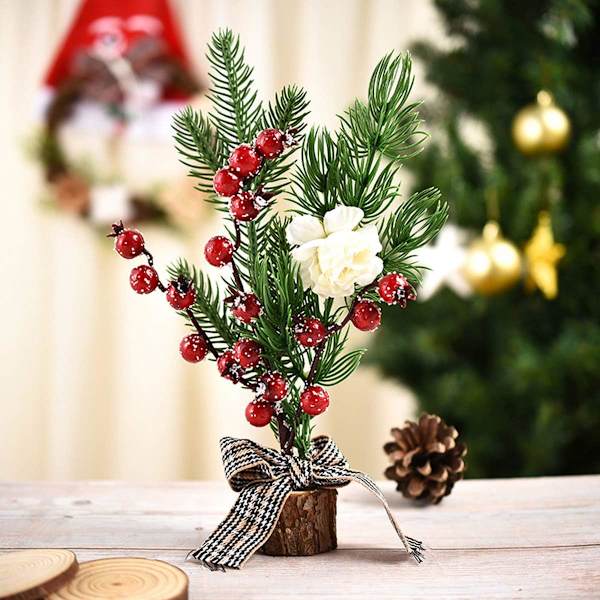 3 set med 25 cm miniatyr konstgjorda julgranar, små prydnader för jul