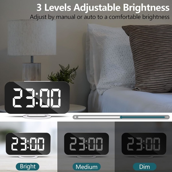 Stor skärm digital klocka, LED elektrisk väckarklocka, larm, snooze