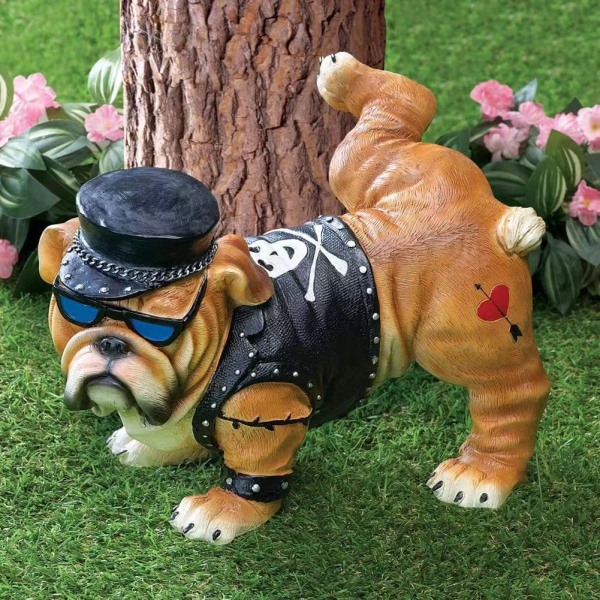 Cute Dog Statue, Resin Figurine, Outdoor Animal Sculpture for Yar