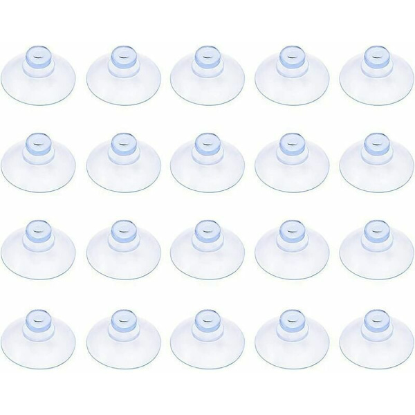 Set med 20 små transparenta plast sugkoppar, utan krok, 30 mm