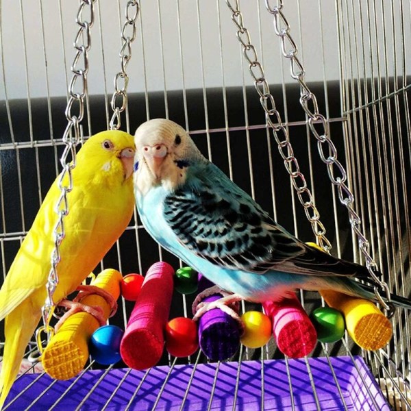 Papegoja hängande leksaker, 7 st papegoja fågelleksaker hängande fågelklockleksak