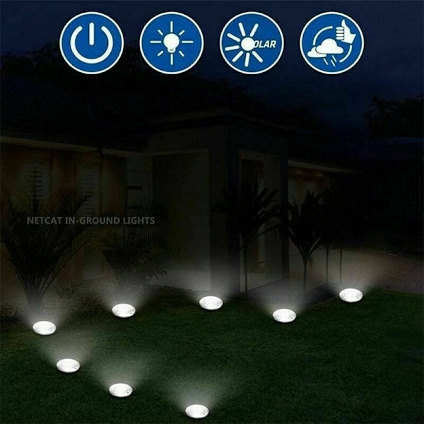 Set med 6 infällda solcells-LED-strålkastare - Rund - Diameter: