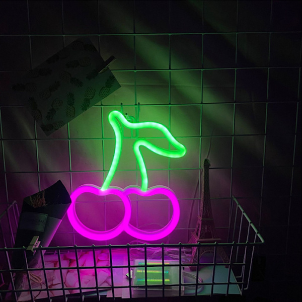 Körsbärs Neonljus för Sovrum Neon Skyltar Röd Grön Led Neon Vägg