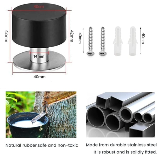 2 Pieces Door and Wall Stops with 3M Double Sided Tape or Screws