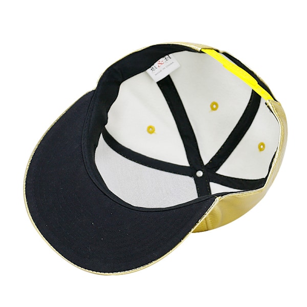 Unisex knapp bak cap, justerbar hip hop flat brim baseball cap golden