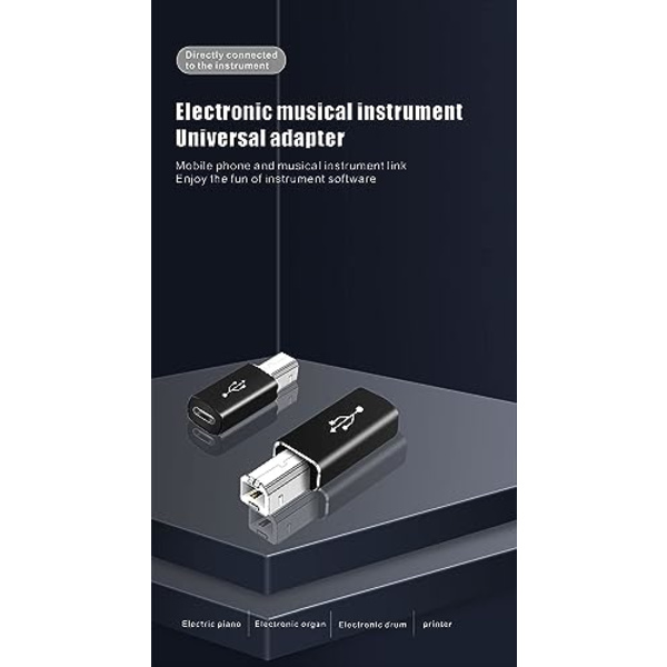 USB C till USB B-adapter (2-pack), kompatibel med skrivare, MIDI,