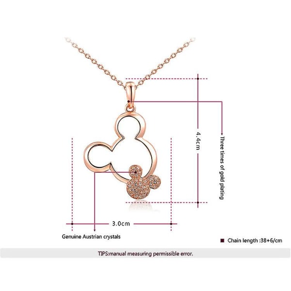 Noble Fashion Pendant Necklace Rose Gold Crystal Cute Mickey Pend