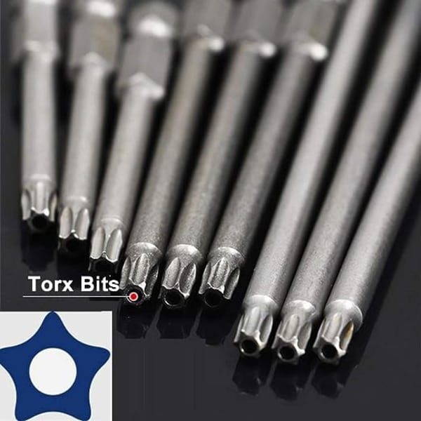 Sats med 11 långa Torx-bits för skruvmejslar och elektriska skruvdragare