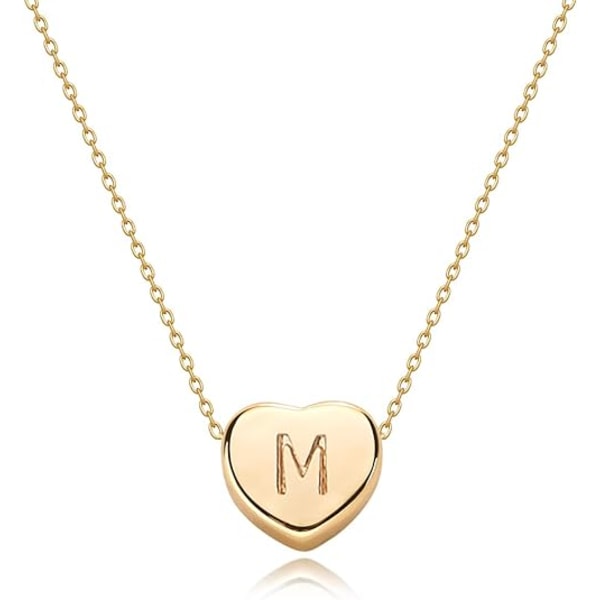 Tiny Gold Initial Heart Necklace-14K guldpläterad handgjorda läckra