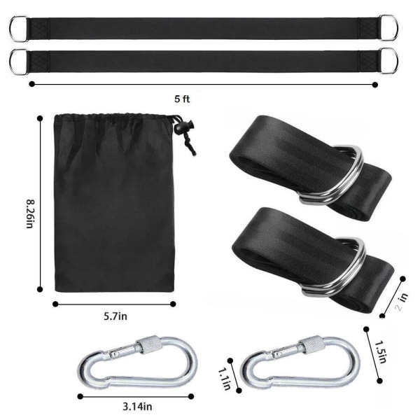 Swingstativ med 2 D-ringer, hengekøybånd, oppbevaringspose, beskyttende