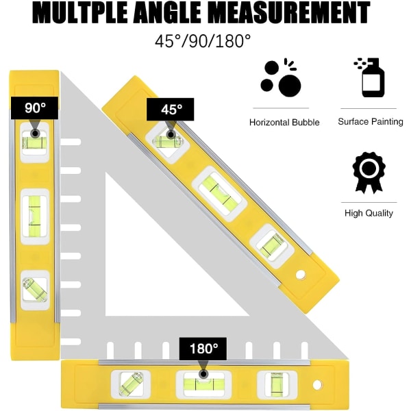 2Pcs 225cm Spirit Level, Magnetic Bubble Level, With Aluminum Cas