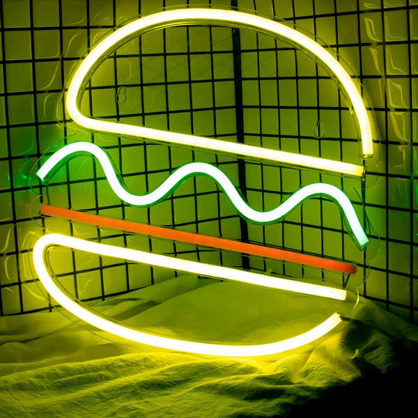 LED Neon Hamburger Mönster Sovrum Hängande Vägghängande Decoratio