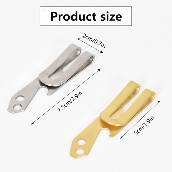 Sedelklämmor, 2 stycken Sedelklämma i rostfritt stål, Slimmad sedelklämma för plånbok