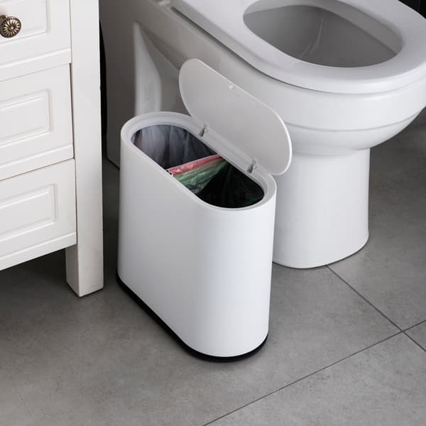 Plastdesign Köksbordsavfallskorg med tryckknappslock (Vit)