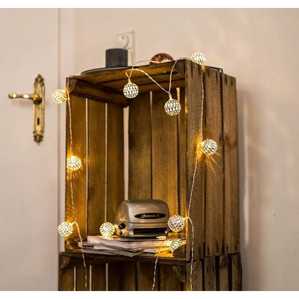 Marockanska LED-slingor - Total längd 6m 40 varmvita lysdioder -