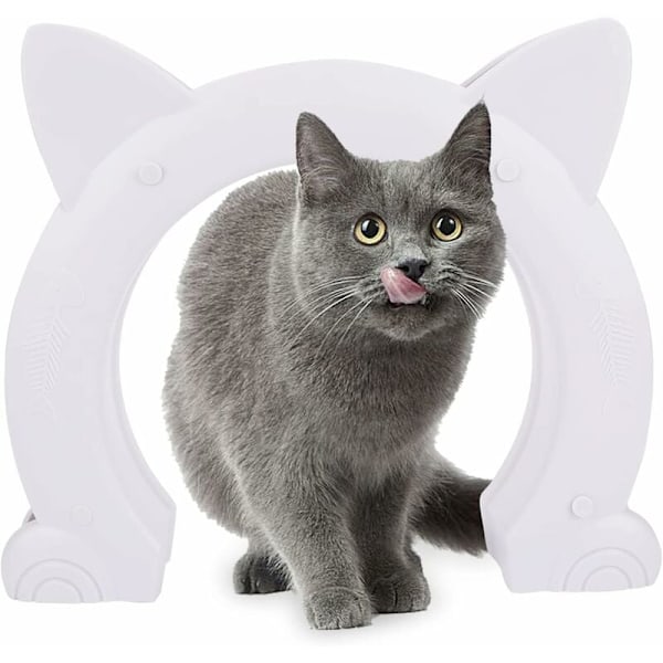 Kattlucka, kattlucka, 2-vägs stor hunddörr, ABS-plast kattlucka, kattlucka för ihålig PVC-innerdörr eller solid innerdörr vit 22,5X27X5,5cm,Vers