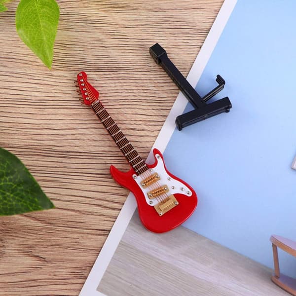 Miniatyr elgitarr gitarrmodell rörlig huvudstock musikinstrument mini