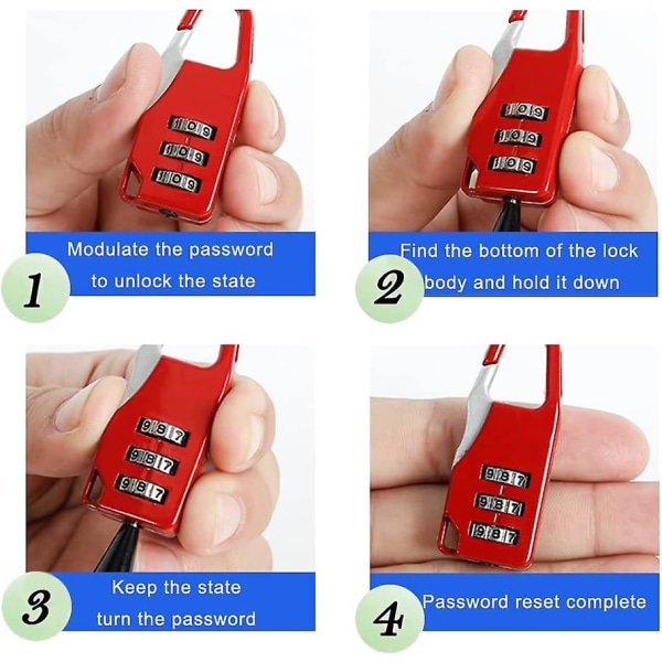 6 st 3-siffriga kombinationshänglås koder säkerhetshänglås väderbeständiga
