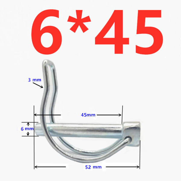 Set of 10 folding pins 6 mm x 45 mm for pipes Ø 40 mm (10 pieces)