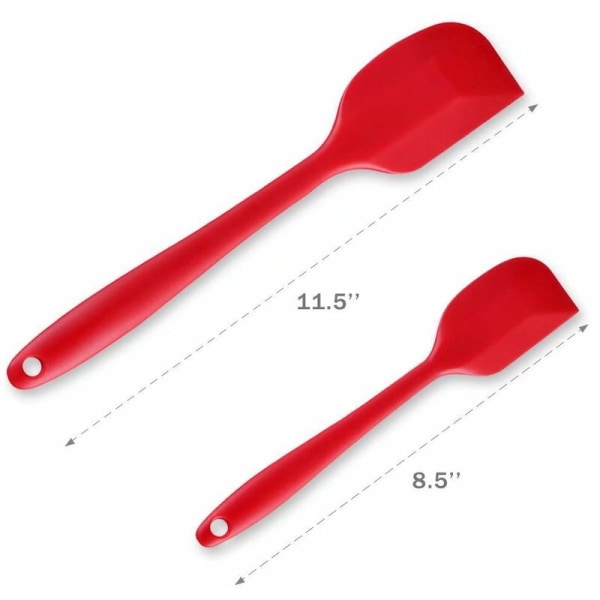 A set of four silicone spatulas, a silicone cookware set with a m