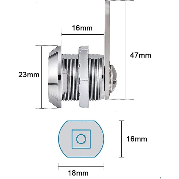 2-pack 16mm brevlåda hänglås med 2 olika låsplattor - C