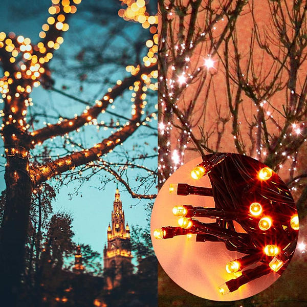 LED Halloween-ljusslinga, grön sladd med 8 belysningslägen, vattentät miniljusslinga för inomhus- och utomhusbruk, julbröllopsfestdekorationer (röd)