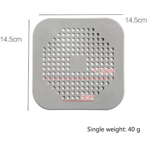 Silikonsil, mjukt, köksavloppsfilter, badrumsfiltrering, 4-delat avloppsskydd med starka sugkoppar (2X grå + 2X vit)