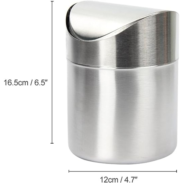 Mini Stainless Steel Trash Bin with Convenient Swing Lid for Offi