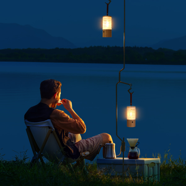 Campinglampa, uppladdningsbar bärbar LED-tältlampa med inbyggd