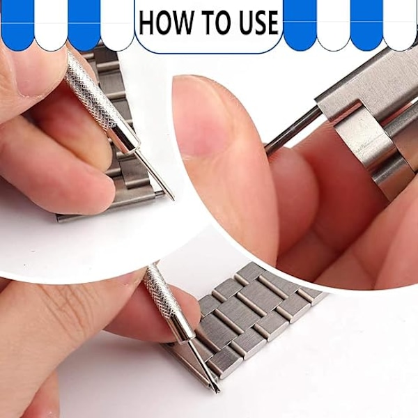 Verktyg för att ta bort klockarmband, kit för att ta bort klockvisare med 3 extra stift och fjäder