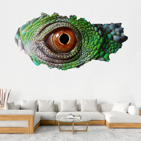 3D Broken Wall Vision Dinosaur Lizard Eyes Väggdekor Living Ro