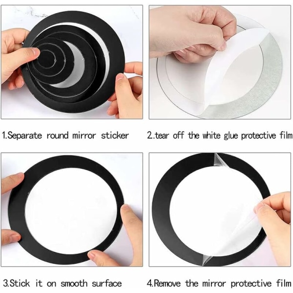 Acrylic Circle Mirror Wall Stickers, Bathroom Wall Stickers (Blac