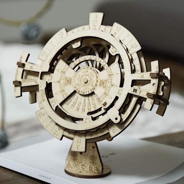 1 st 3D Trä Perpetual Kalender Pussel, Mekanisk Växel Leksak