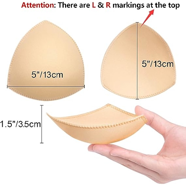 Bra Pads Inserts 6 par, Bra Cups Inserts, Avtagbara bröstförstoringar Inserts för kvinnor (Beige)