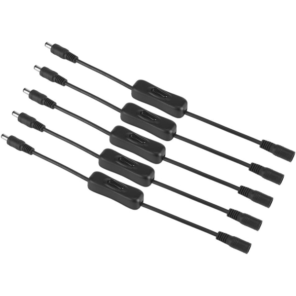 DC 12V Inline-strömbrytare, 5 st LED-remsa På/Av DC-uttag (5,5 x
