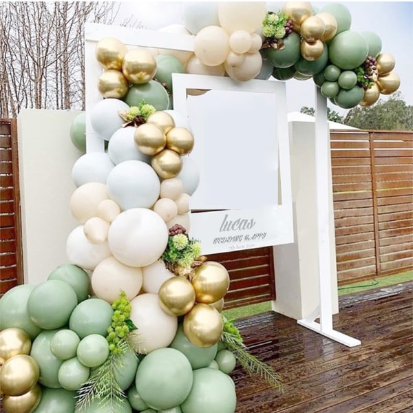 Olive Green Balloon Garland Arch Kit Platinum Confetti Balloons N