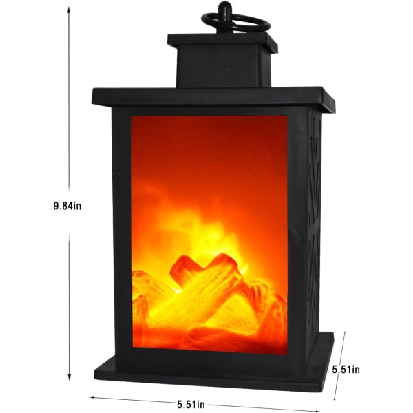 Fireplace Lantern, with Hanging Hook and 6 Hours Timer Battery Op