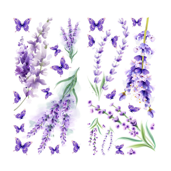 En uppsättning lila lavendel väggdekaler - Väggdekor