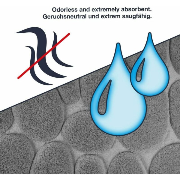 Skridsikker bademåtte i memory-skum - Bademåtte 50 x 80 cm - Grå