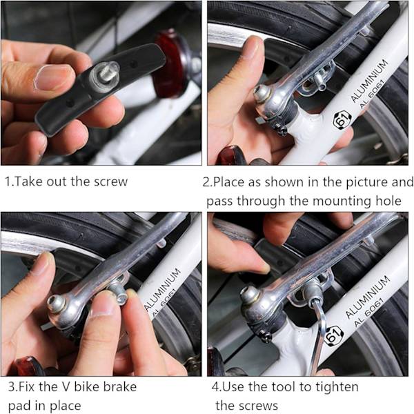 12 V-formade bromsbelägg Cykelbromsbelägg 70mm aluminiumbromsbelägg och 1 he