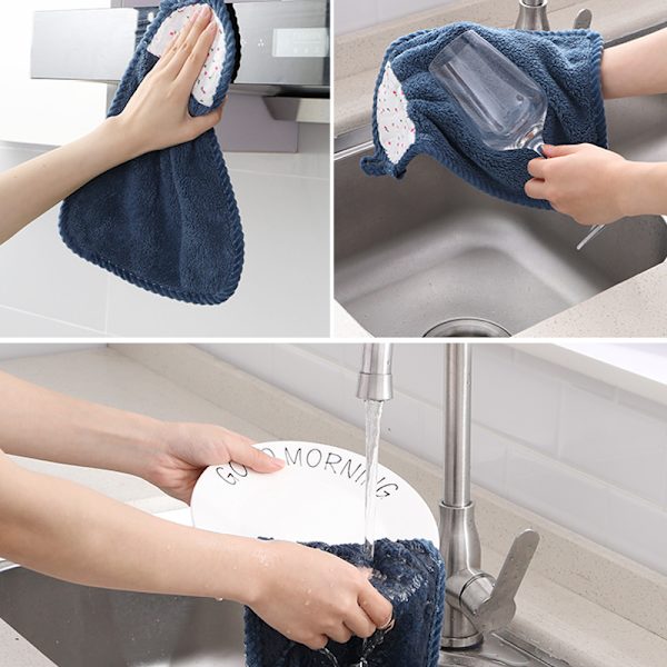 Hängande handdukar i korallfleece, absorberande handduk för hemmet