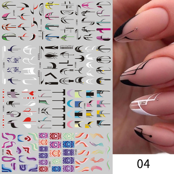 Franska Swirl Nail Art Stickers Dekaler Nageldekorationer Geometriska