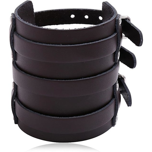 Unisex läderarmband, punk enfärgat armband, enkelt brett smidigt